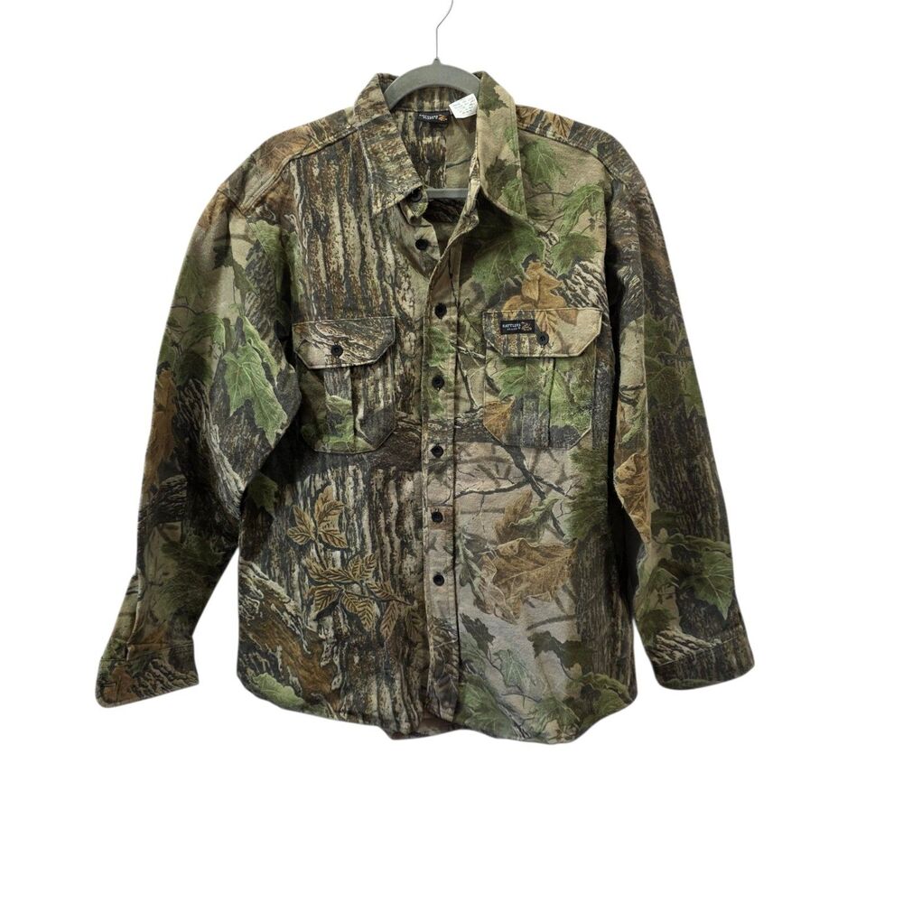 Vintage‎ Rattlers Brand Realtree Camo Hunting Shirt USA Made Large Cotton